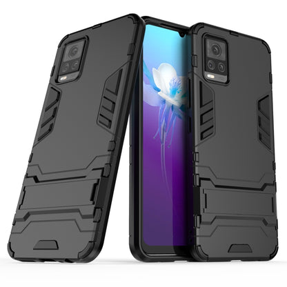 Shockproof PC TPU phone case with holder, black, dual-layer armor style
