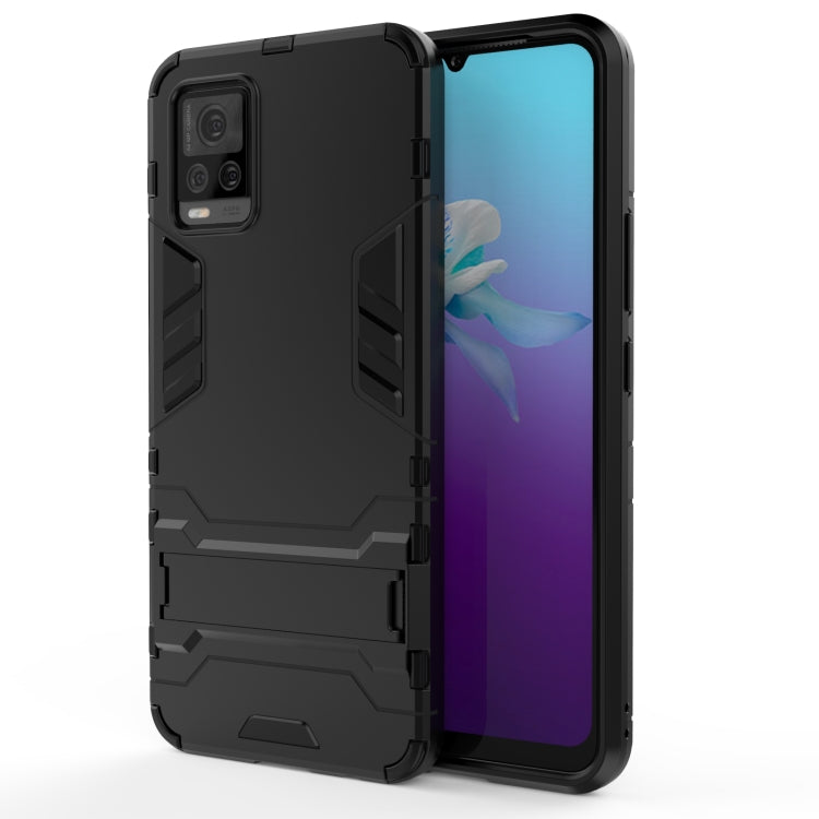 Shockproof PC TPU phone case, black protective cover with cutouts and side grips