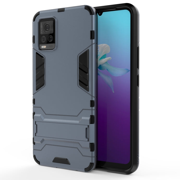Shockproof PC TPU phone case, navy blue protective cover with textured bumper