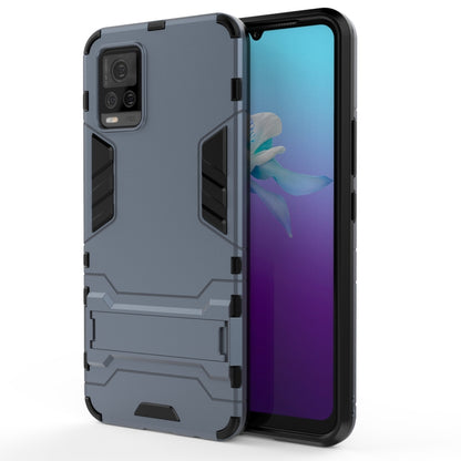Shockproof PC TPU phone case, navy blue protective cover with textured bumper