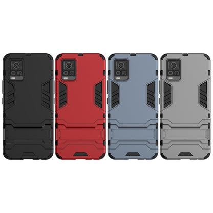 Rugged shockproof phone case with built-in holder, PC/TPU, black/red/blue