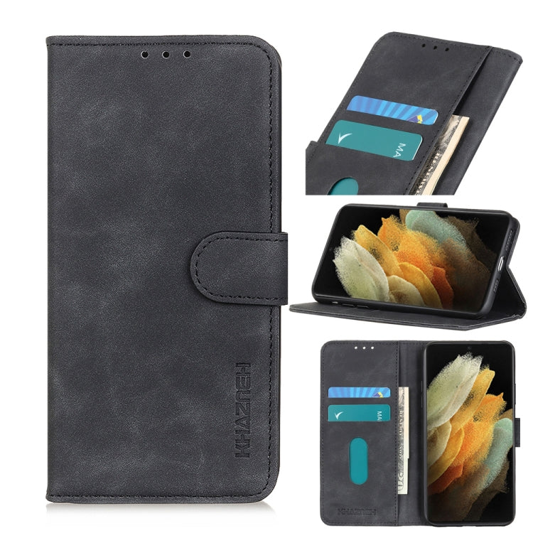 KHAZNEH black flip wallet case with card slots and flip stand for phone