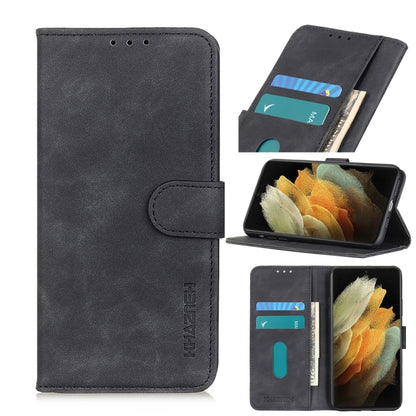 KHAZNEH black flip wallet case with card slots and flip stand for phone