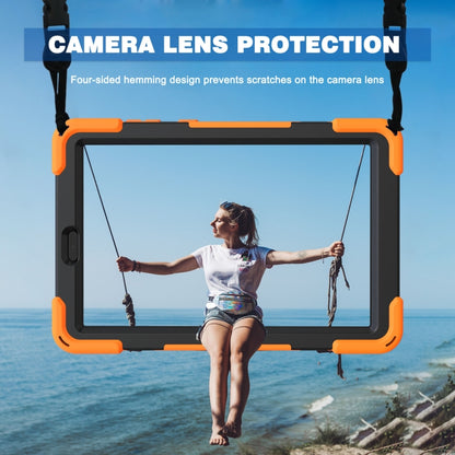 Orange protective case for Lenovo Tab M8 with kickstand and camera lens cutout