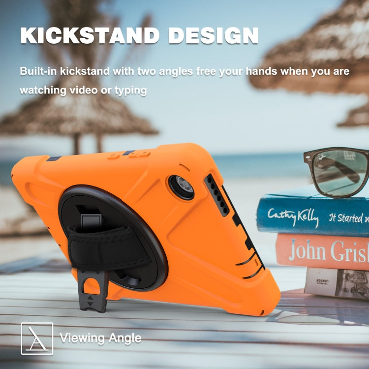 Orange shockproof tablet case with kickstand and adjustable viewing angle