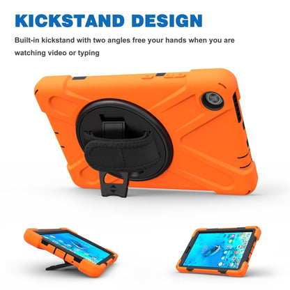 Orange tablet protective case with circular kickstand and multi-angle stand