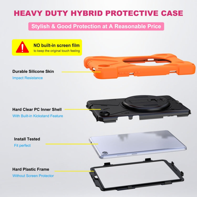 Orange heavy-duty hybrid protective case for Lenovo Tab M8 with textured silicone edges