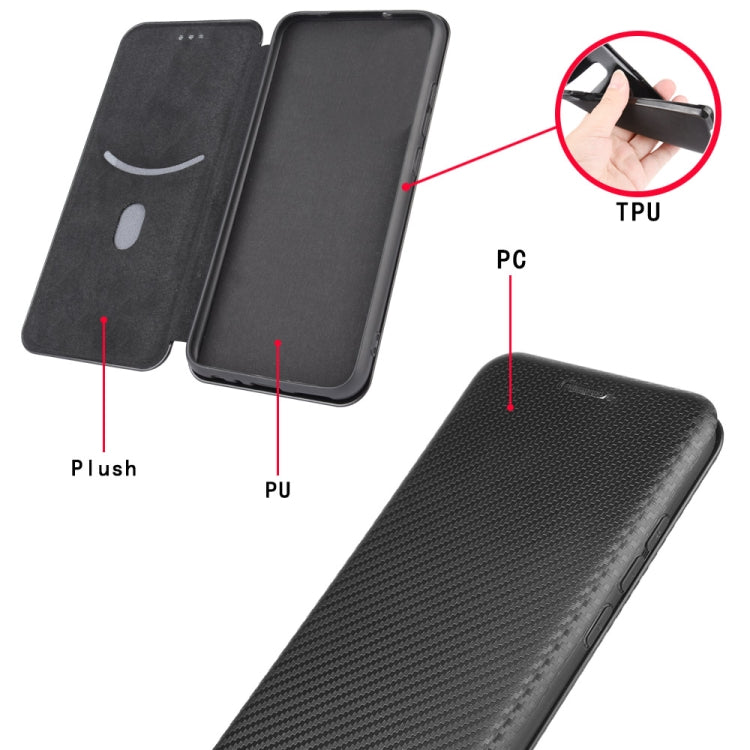 Carbon Fiber Texture Magnetic Horizontal Flip TPU + PC + PU Leather Case with Card Slot, For OPPO Realme 7i, For vivo V20 4G (Indian Version), For vivo Y73s, For Asus Zenfone Max (M2) ZB633KL, For Nokia 3.4, For Oukitel C21