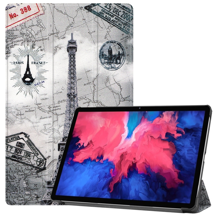Smart tablet case with Paris landmark print, three-fold stand for angled viewing