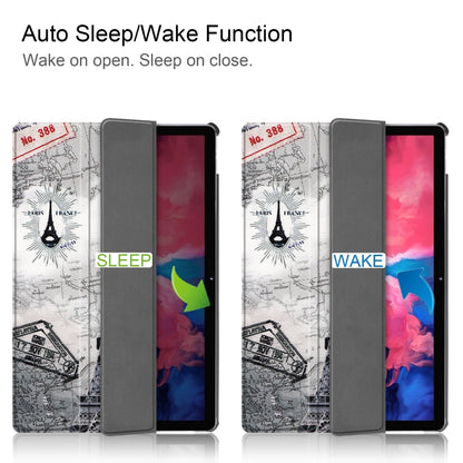 Smart tablet case with fold cover showing open and closed sleep/wake positions