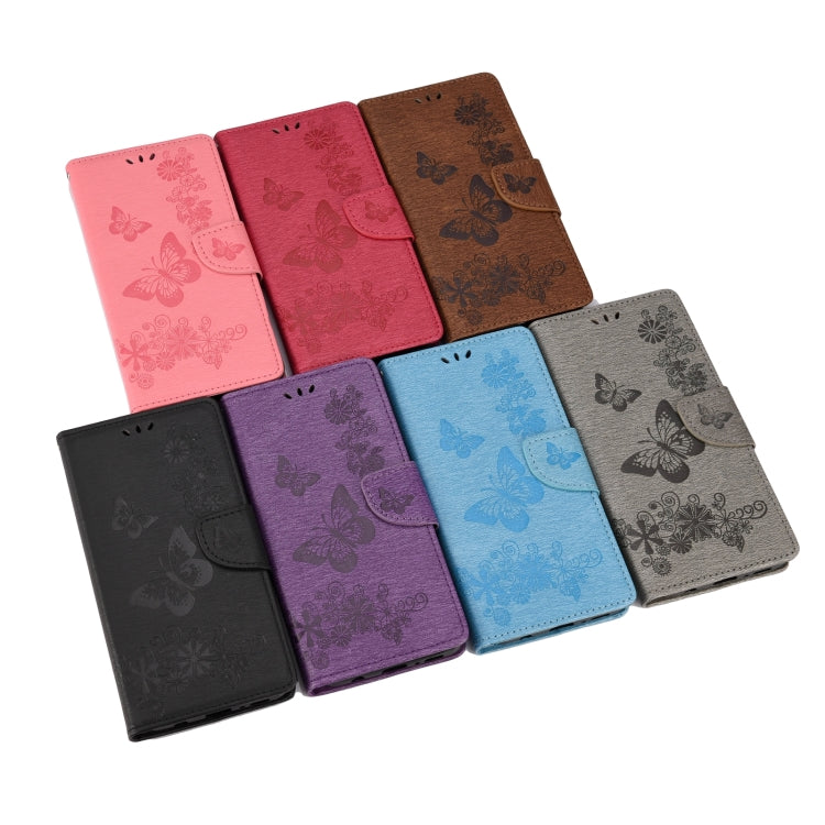 Butterfly-embossed flip phone wallet case set in assorted colors with card slots