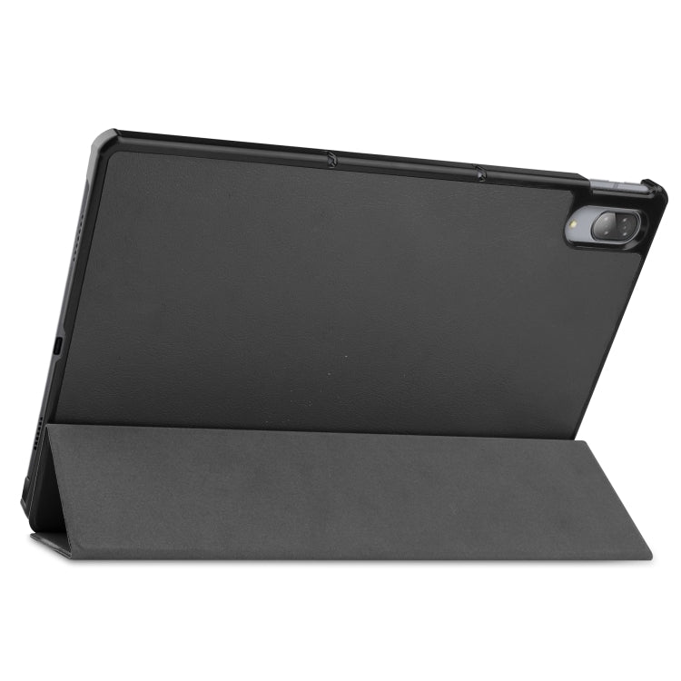 Black tablet case with foldable stand and camera cutout on the back