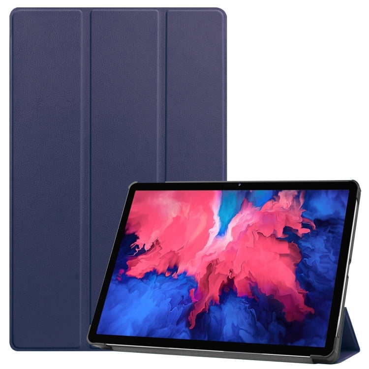 Dark blue 3-fold flip leather case with stand for tablet