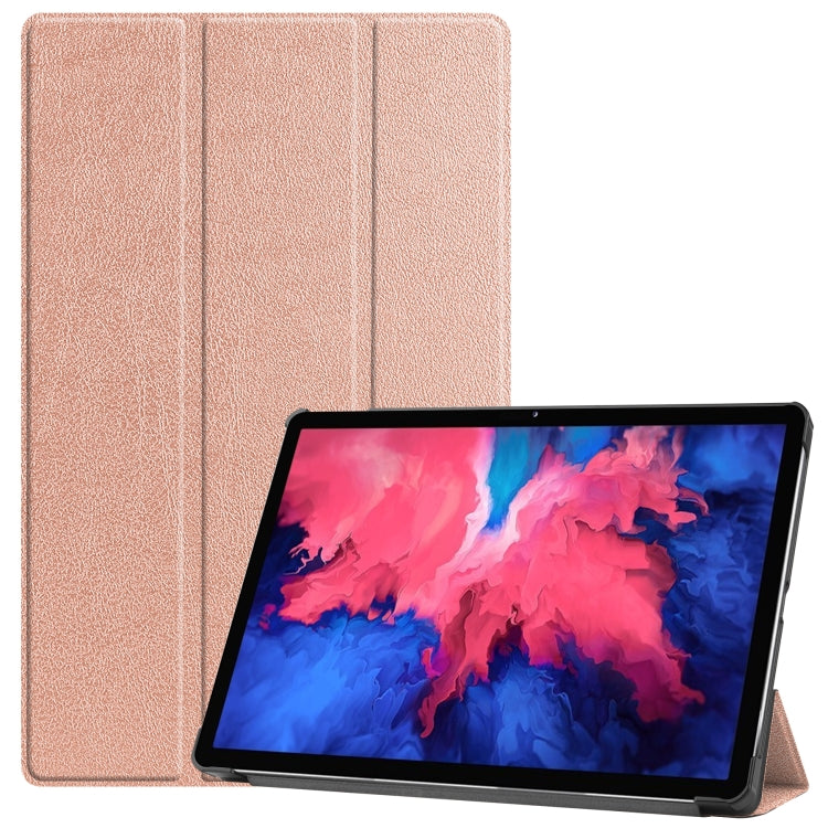 Rose gold 3-fold flip leather case with stand for tablet