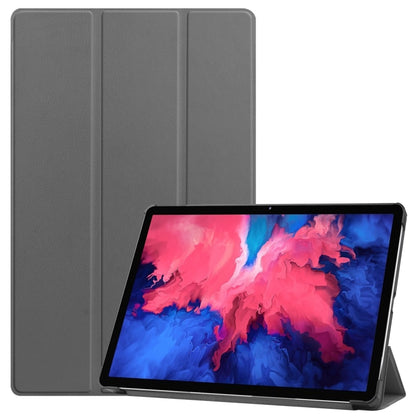 Grey 3-fold flip leather case with stand for tablet