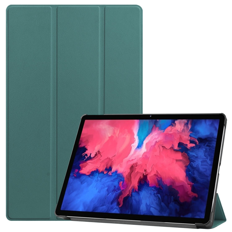 Dark green 3-fold flip leather case with stand for tablet