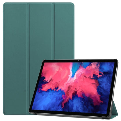 Dark green 3-fold flip leather case with stand for tablet