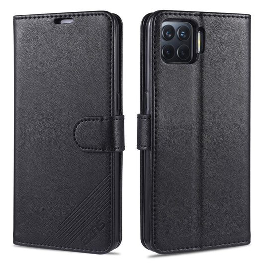 Black flip leather phone case with horizontal holder and card slots, phone cutout visible.