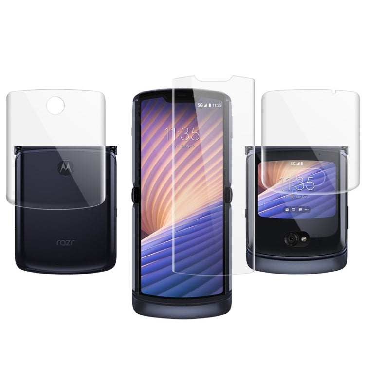 Hydrogel screen protector film with front and back covers for foldable phone