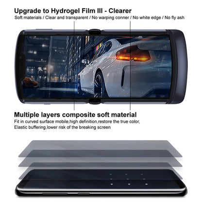 Layered hydrogel film stack for full-coverage screen protector