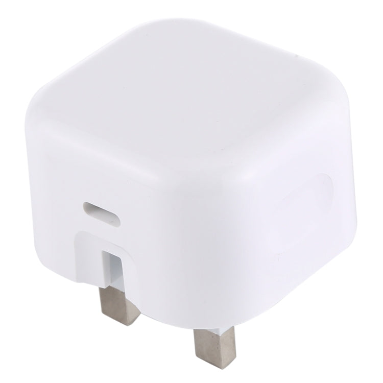 White UK plug travel PD charger adapter with two metal plug pins