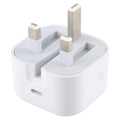 White UK plug travel PD charger adapter with three metal prongs