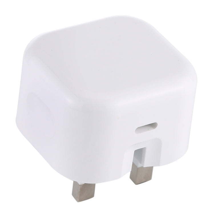 White UK plug travel PD charger adapter with two metal plug prongs