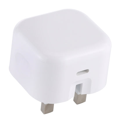 White UK plug travel PD charger adapter with two metal plug prongs