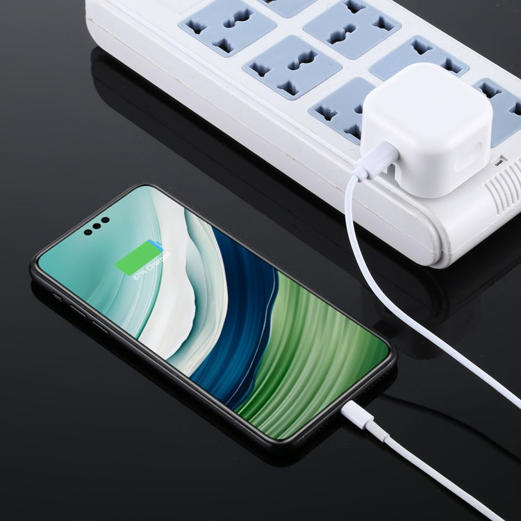 White UK plug travel PD charger adapter with connected charging cable
