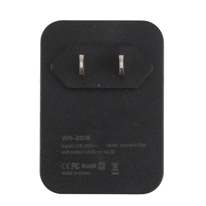 Black US power plug base with input and output labels