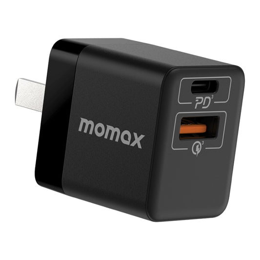 Black USB-C PD and USB-A fast charger adapter with two ports and CN plug