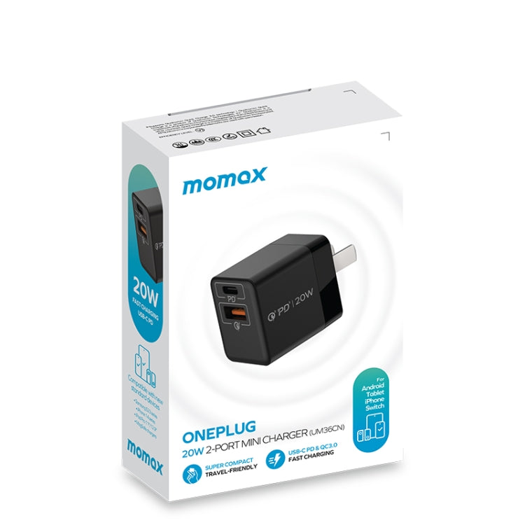 Boxed black USB-C PD wall charger with two ports and included charging adapter