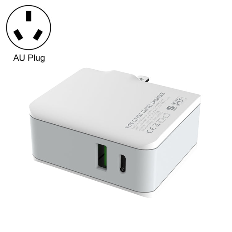 LDNIO foldable travel charger with AU plug, white body and dual USB ports