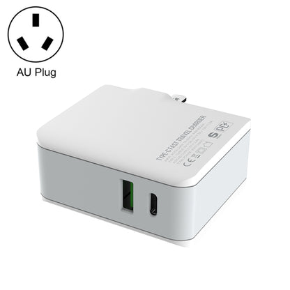 LDNIO foldable travel charger with AU plug, white body and dual USB ports