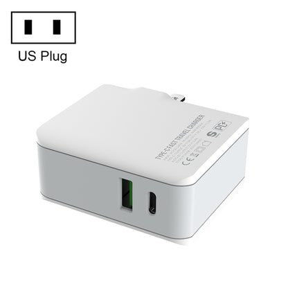 LDNIO foldable travel charger with US plug, white body and dual USB ports