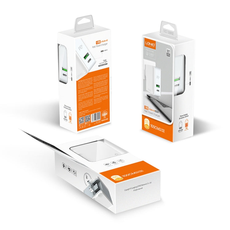 LDNIO travel charger retail box set with charger and included USB-C cable