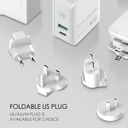 LDNIO travel charger with foldable plug adapters and USB-C port for charging