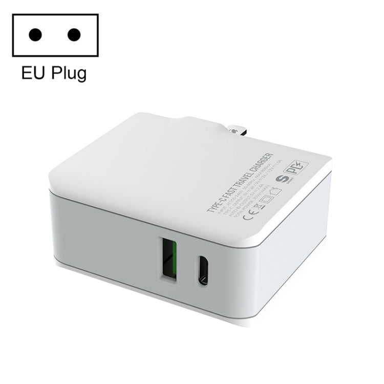 LDNIO 30W travel charger with EU plug, compact foldable body and 2 USB ports