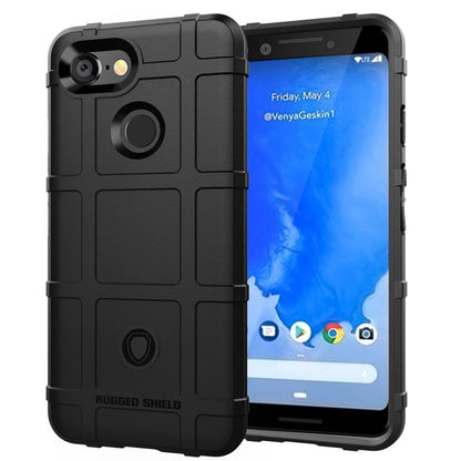 Black full-coverage rugged TPU case for Pixel 3, with circular fingerprint cutout