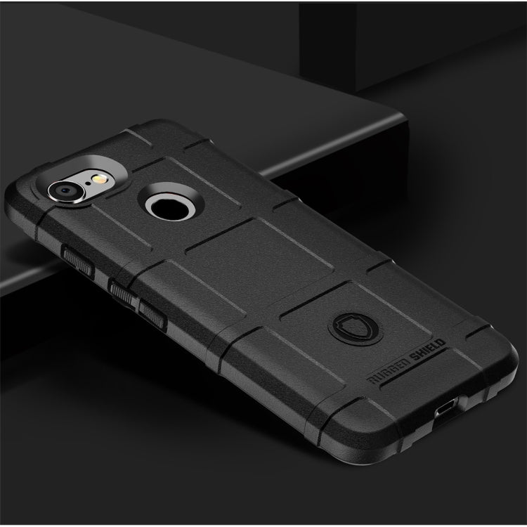 Black rugged TPU case for Pixel 3, angled view showing camera and circular port