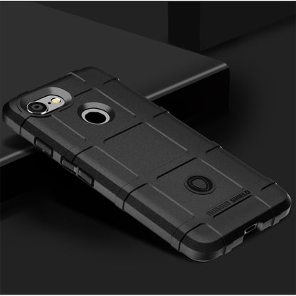 Black rugged TPU case for Pixel 3, angled view showing camera and circular port