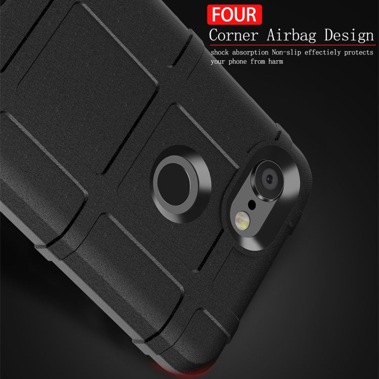 Black rugged TPU case for Pixel 3, close-up of camera opening and textured back