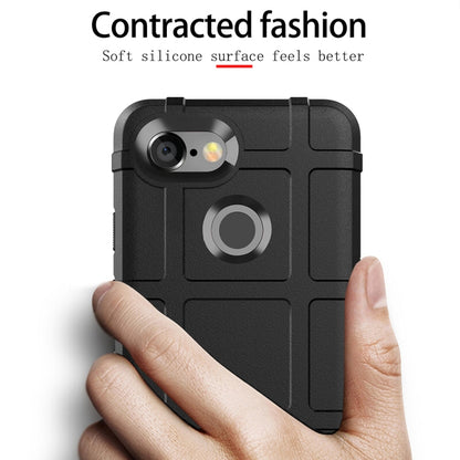Black rugged TPU phone case for Pixel 3 with textured grip, held in hands