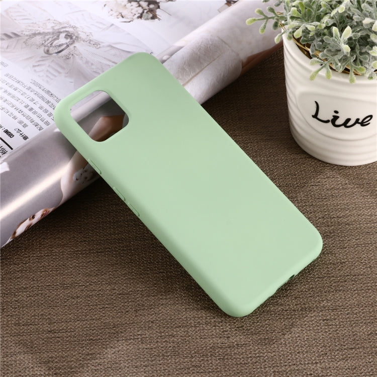 Mint green liquid silicone phone case with full coverage and camera cutout