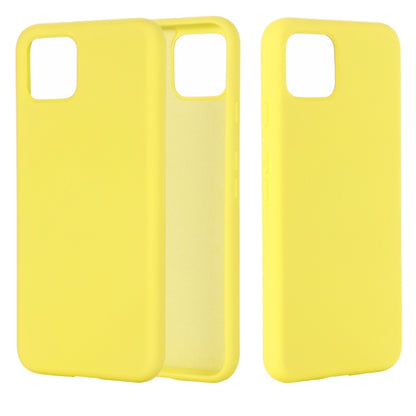 Yellow full-coverage phone case shown from front and back with camera cutout