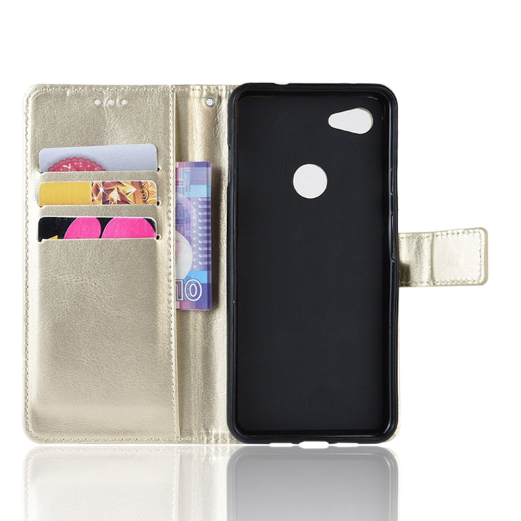 Gold flip leather phone case with front card slots and open cover for phone