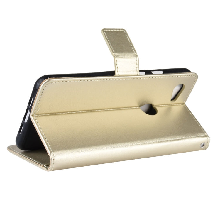 Gold leather wallet flip phone case with stand support and camera cutout