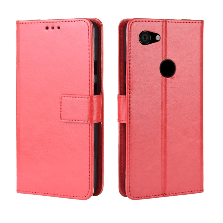 Red leather flip phone case with card slot pocket and camera and speaker cutouts