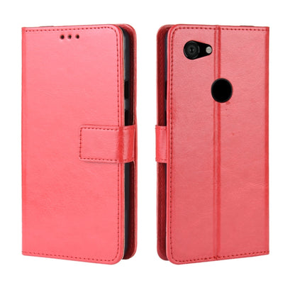 Red leather flip phone case with card slot pocket and camera and speaker cutouts