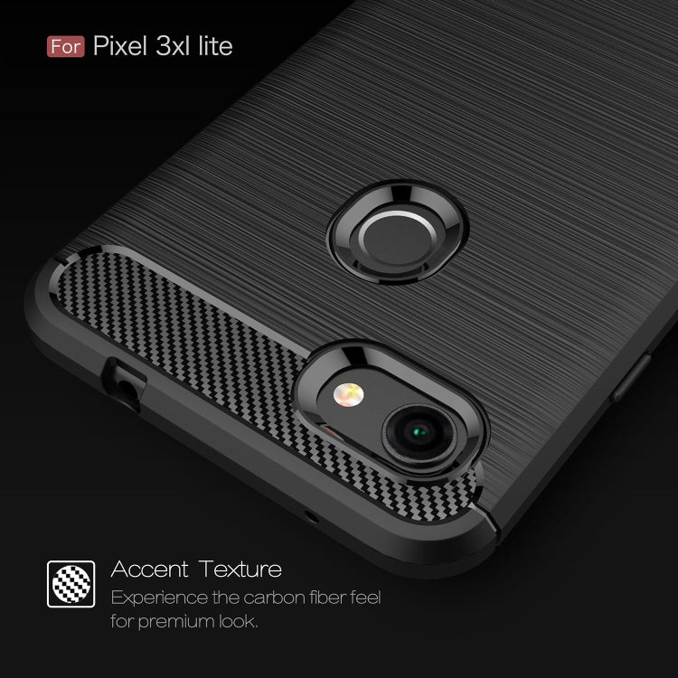 Brushed TPU case with carbon-fiber accent bumper and ring grip for Google Pixel 3XL Lite